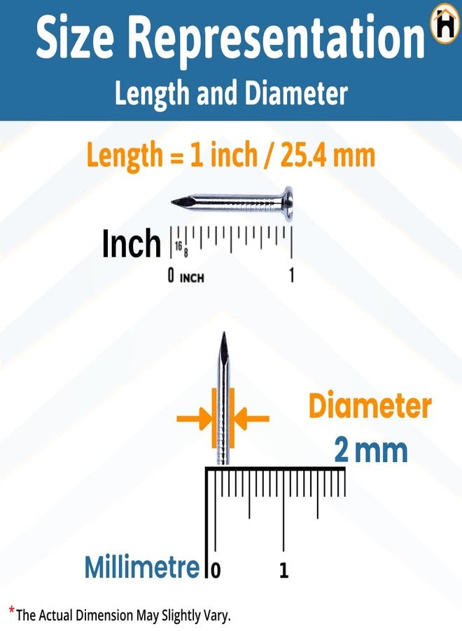 Homdum Hard Steel Concrete Nails 1 inch (25 mm) Pack of 200 Pieces (1") - Image 3